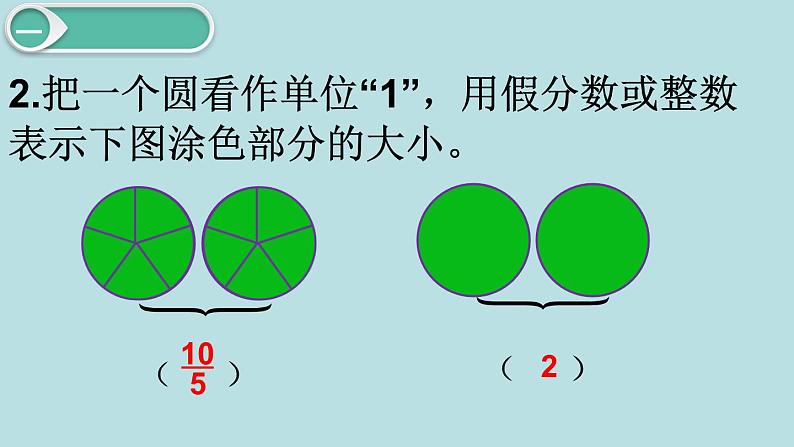 小学数学五年级下册教学课件4单元分数的意义和性质第4课时假分数化成整数或带分数第3页