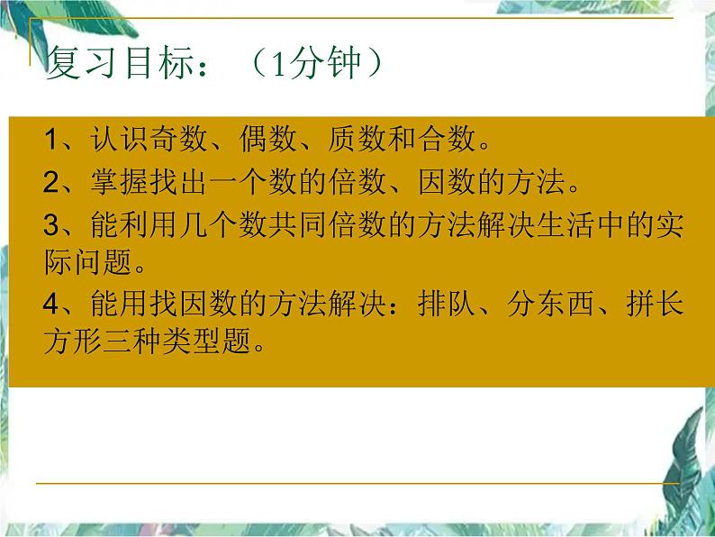 北师大版五年级上册数学单元复习课件-第三单元倍数与因数 优质课件02