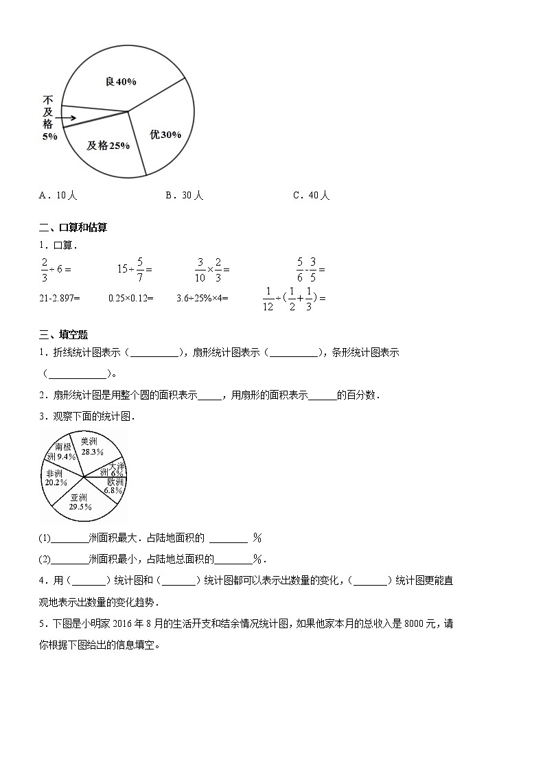 2021-2022学年人教版六年级上册数学第七单元测试卷二(无答案）03