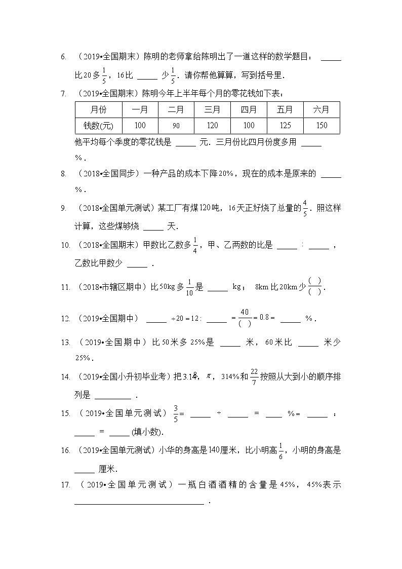 2021-2022学年苏教版六年级上册数学第六单元测试卷十二(无答案）第2页