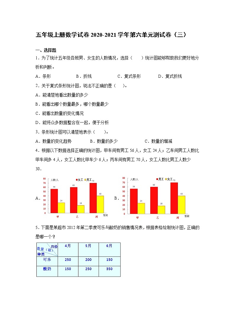 苏教版五年级数学上册第六单元测试卷（含答案） (3)第1页
