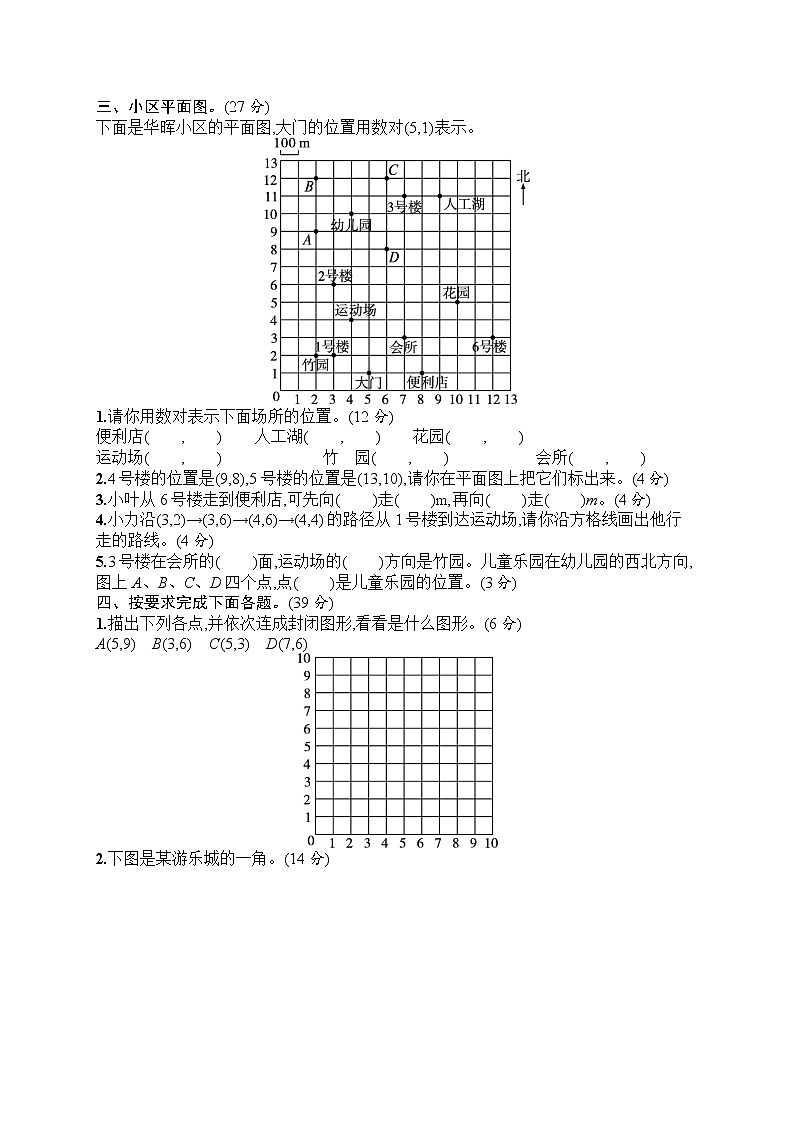 五年级上册数学人教版测试 第2单元 位置 评价测试卷02