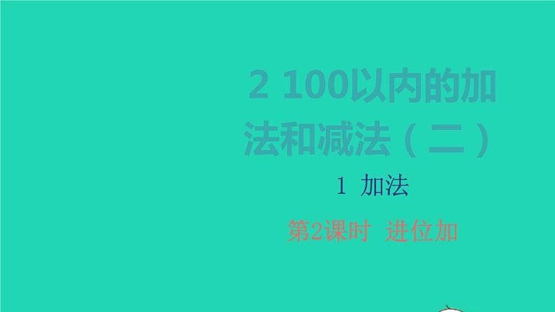 2022新人教版二年级数学上册2100以内的加法和减法二1加法第2课时进位加（教学课件+教学设计+教学反思）01