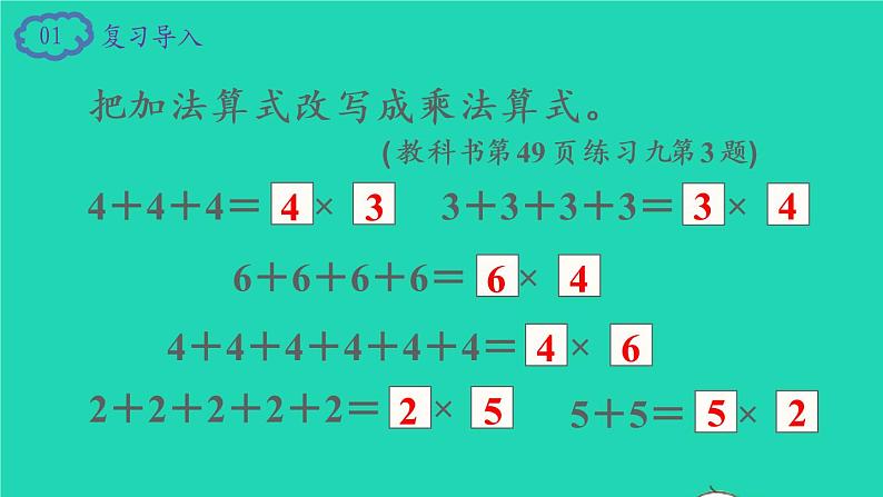 2022二年级数学上册4表内乘法一22_6的乘法口诀第1课时5的乘法口诀教学课件新人教版第2页