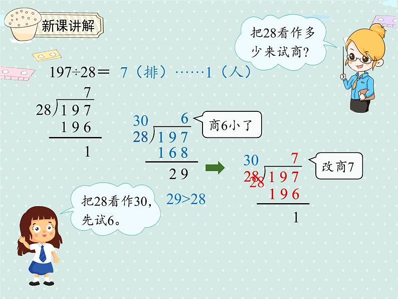 人教版4年级数学上册 6.4 除数接近整十数的除法（五入法试商） PPT课件06