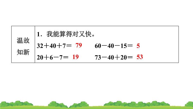 人教版小学数学二年级上册 第1节 连加、连减和加减混合 作业课件第3页