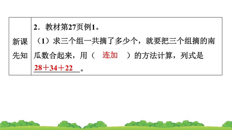 人教版小学数学二年级上册 第1节 连加、连减和加减混合 作业课件第4页