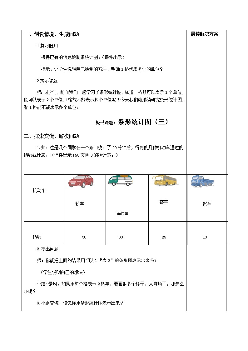 人教版数学4上第七单元7.3条形统计图（三）教案第2页