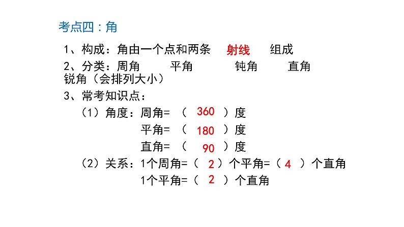 北师大版四年级数学上第二单元线与角第7课时  复习课 教学课件07