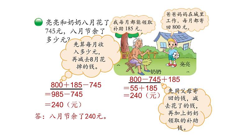 北师大版三年级数学上第三单元加与减第3课时 节余多少钱（1） 教学课件第3页