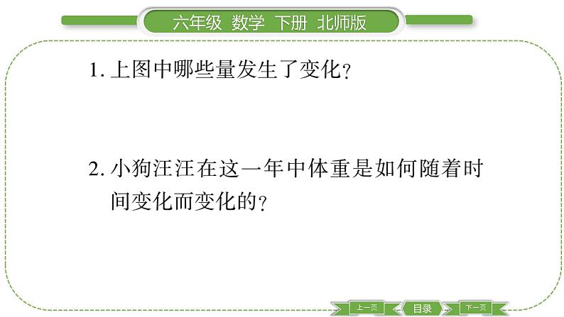 北师大版六年级数学下第四单元正比例与反比例第 １ 课时　 变化的量 习题课件05