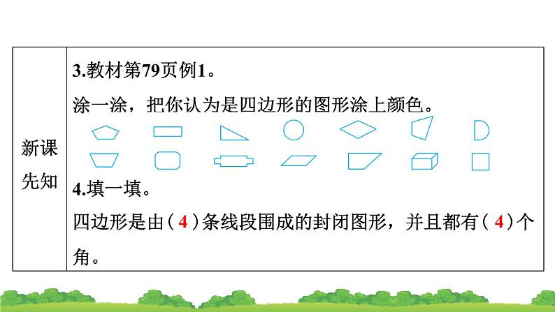 人教版 小学数学三年级上册 7.1 四边形 作业课件第4页