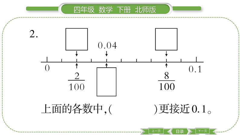 北师大版四年级数学下第一单元小数的意义和加减法第 ３ 课时　 小数的意义(三)(１)习题课件05