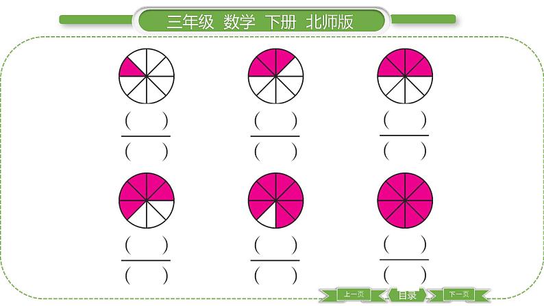 北师大版三年级数学下第六单元认识分数第 ２ 课时　 分一分(一)(２)习题课件03