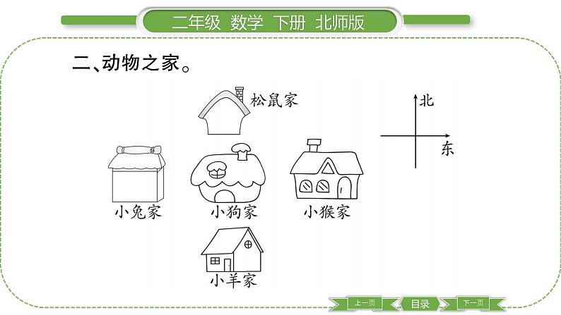 北师大版二年级数学下第二单元方向与位置第 １ 课时　 东南西北习题课件04