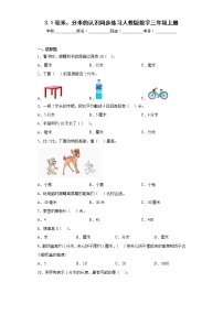 小学数学人教版三年级上册3 测量毫米、分米的认识习题