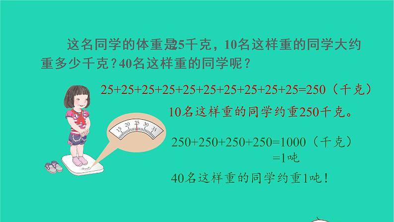 2022新人教版三年级数学上册3测量第3课时吨的认识（教学课件+教学反思）05