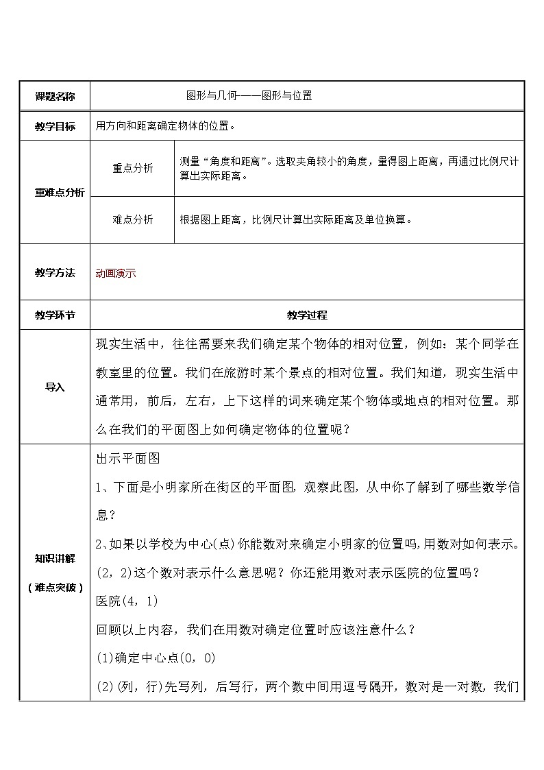 六年级数学上册教案-2. 位置与方向（二）4-人教版第1页