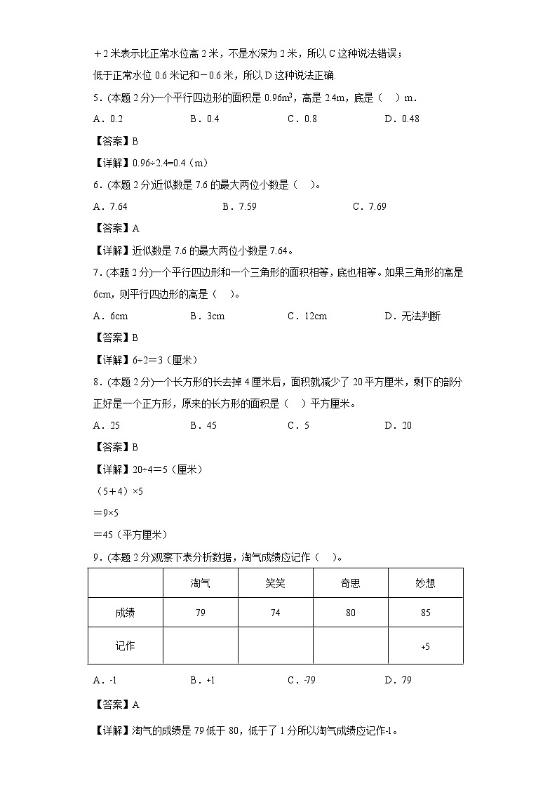 苏教版数学五年级上册期中复习试题（五）（一至四单元）02