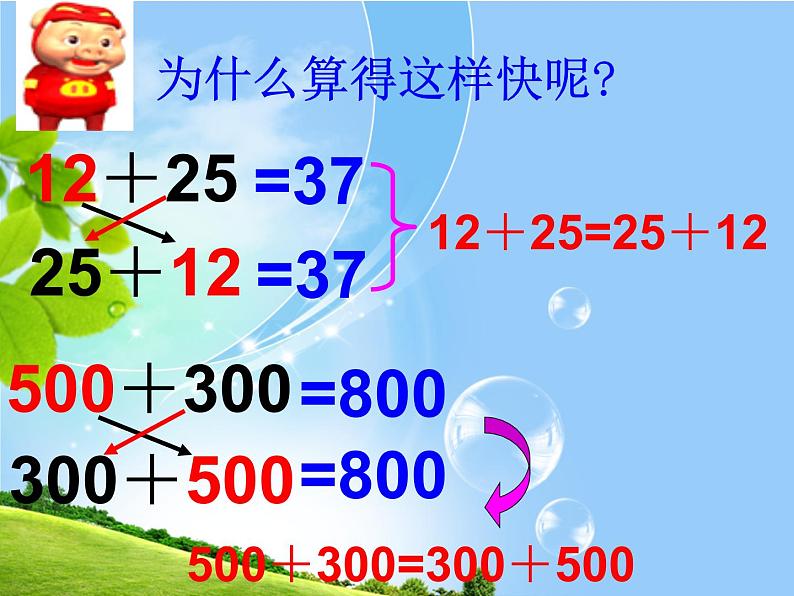 西师大版四年级上册 2.3加法交换律 课件第3页