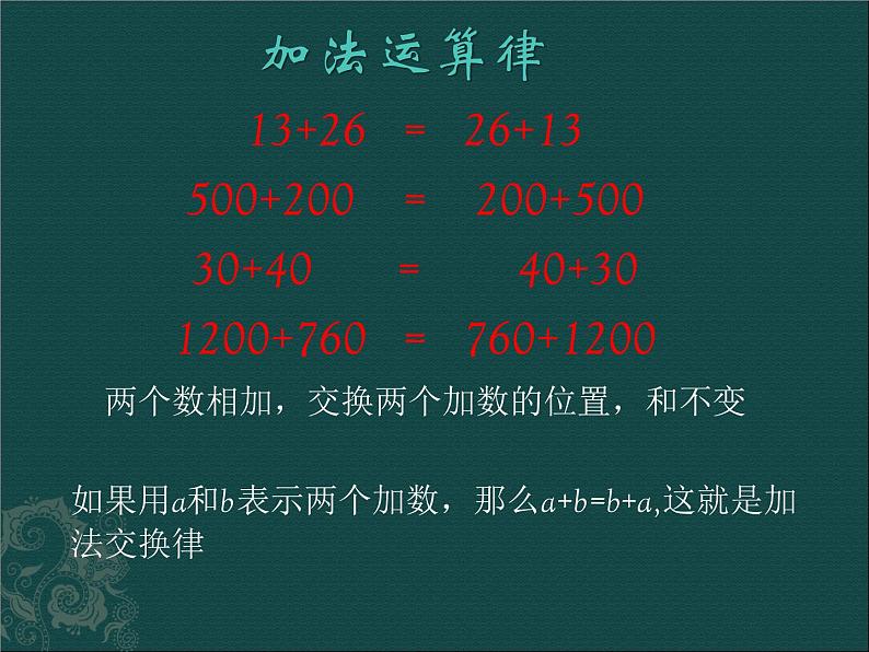 西师大版四年级上册2.3加法交换律  （课件）04