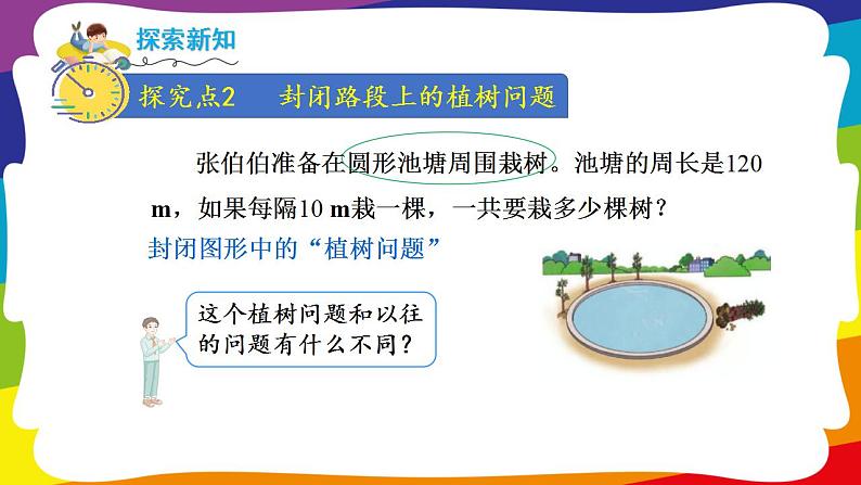 7.3 封闭图形的植树问题  (新插图授课课件)人教版五年级数学上册第7页