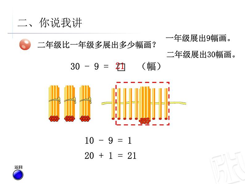 2021年青岛版（五四制）一年级下册第六单元《两位数减一位数退位减法》PPT课件第4页