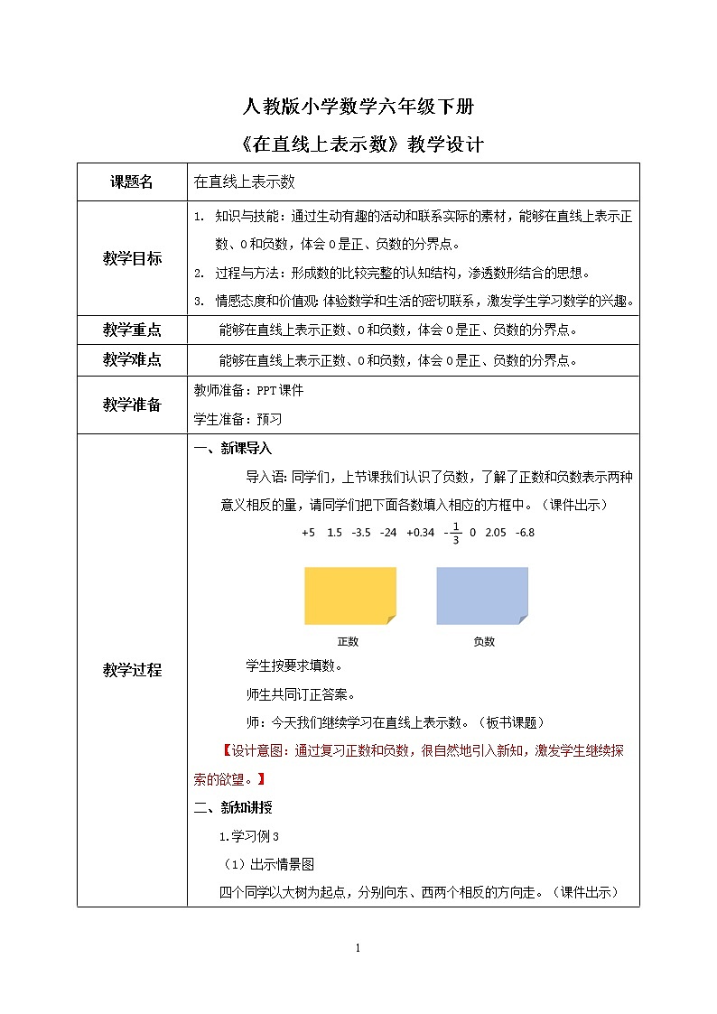 人教版小学数学六下1.2《在直线上表示数》PPT课件（送教案+练习）01