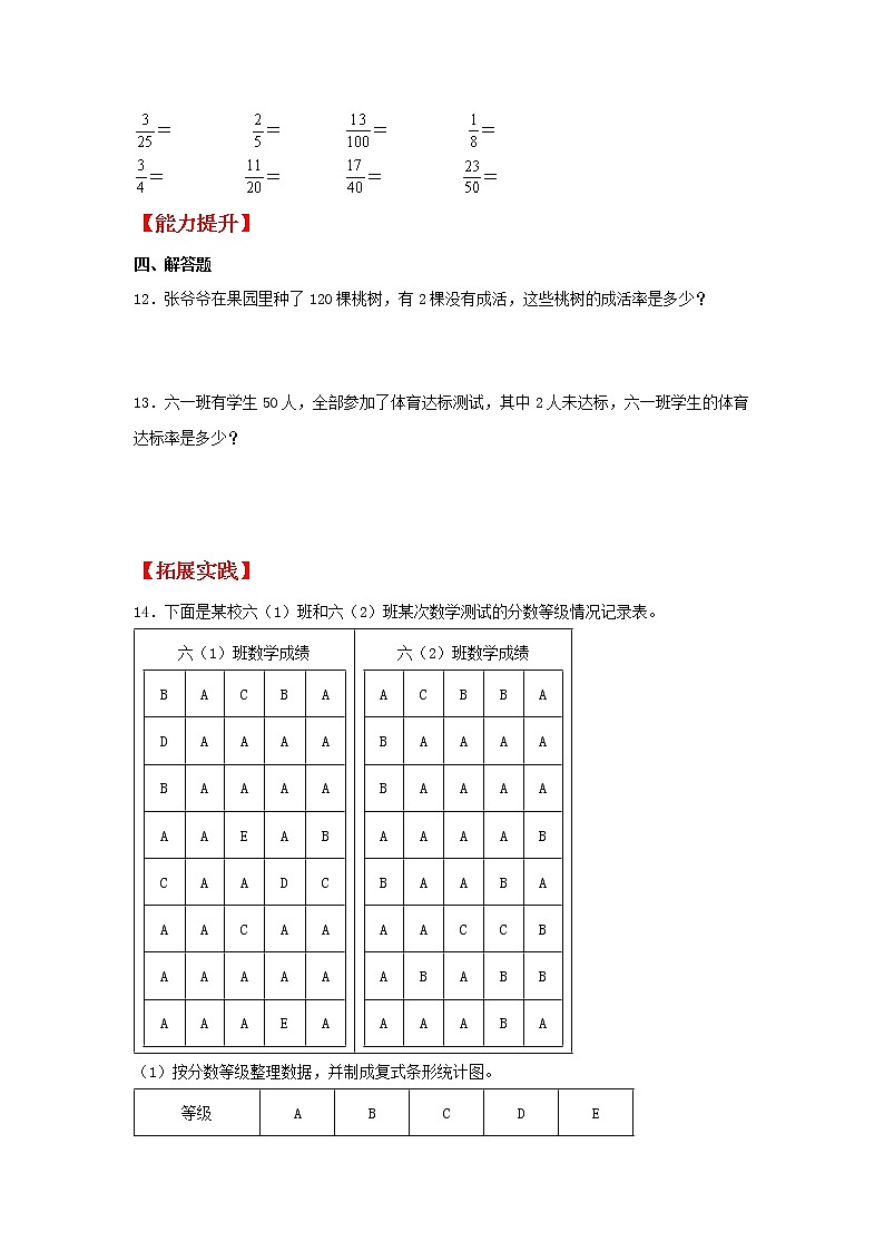 【同步分层作业】北师大版数学六年级上册课时练 4.2《合格率》（同步练习含答案）02