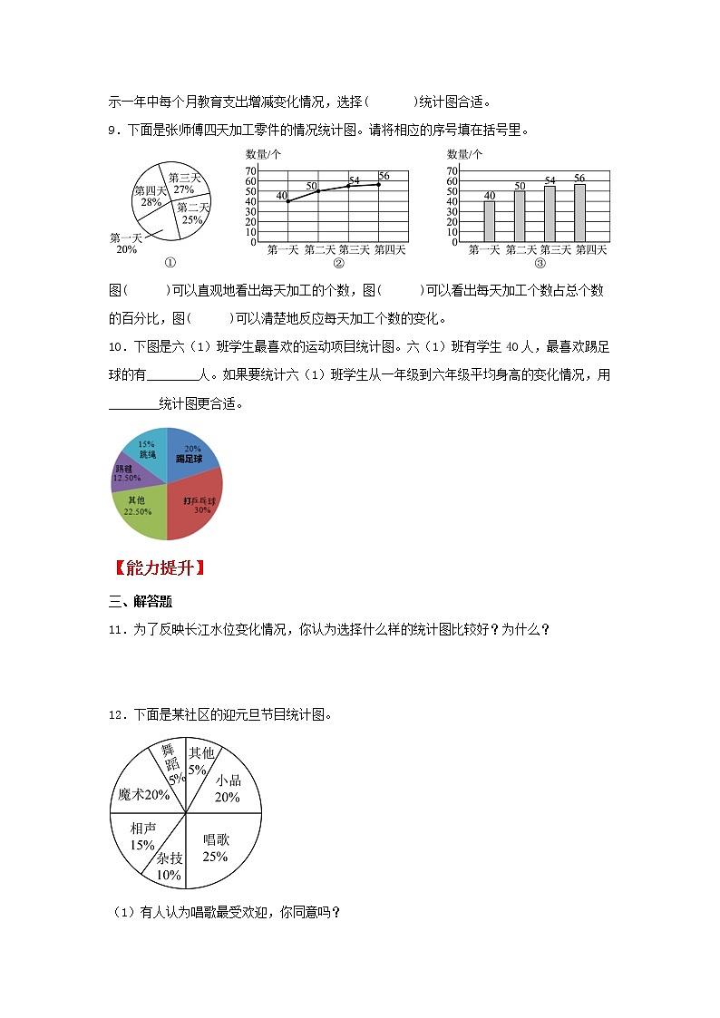 【同步分层作业】北师大版数学六年级上册课时练 5.2《统计图的选择》（同步练习含答案）02