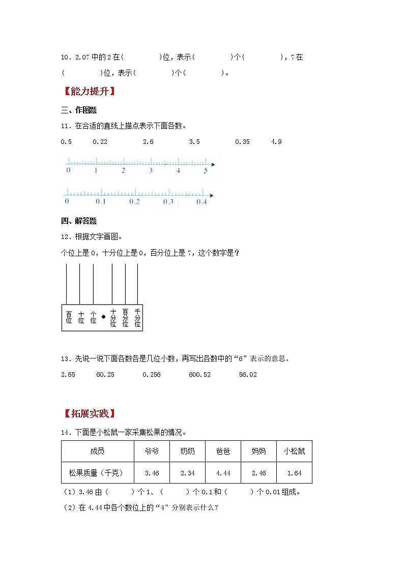 【同步分层作业】苏教版数学五年级上册课时练 3.2《小数的数位和计数单位》（同步练习含答案）第2页