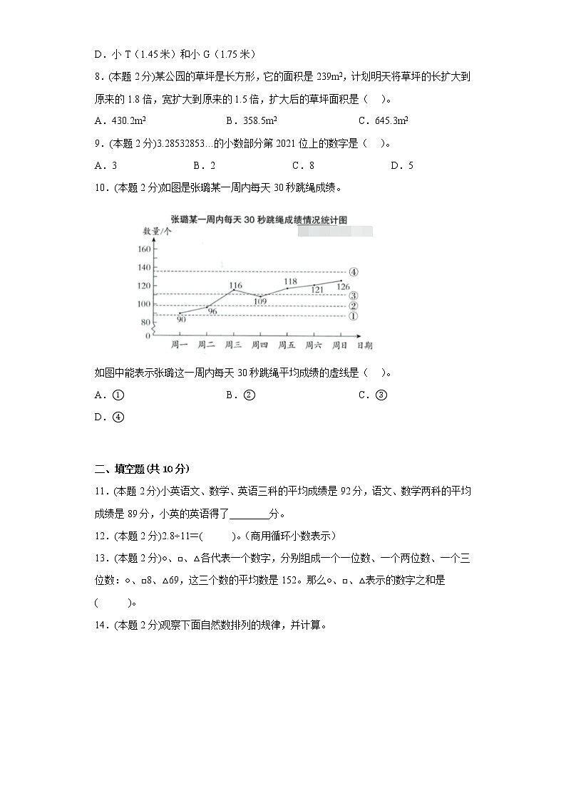 沪教版数学五年级上册期中复习试题（三）（一至三单元）（原卷版）第2页