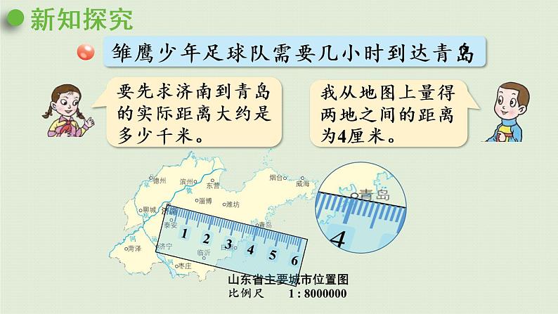 数学青岛六（下）课件 第四单元 快乐足球—比例尺 第2课时 根据比例尺和图上距离求实际距离05