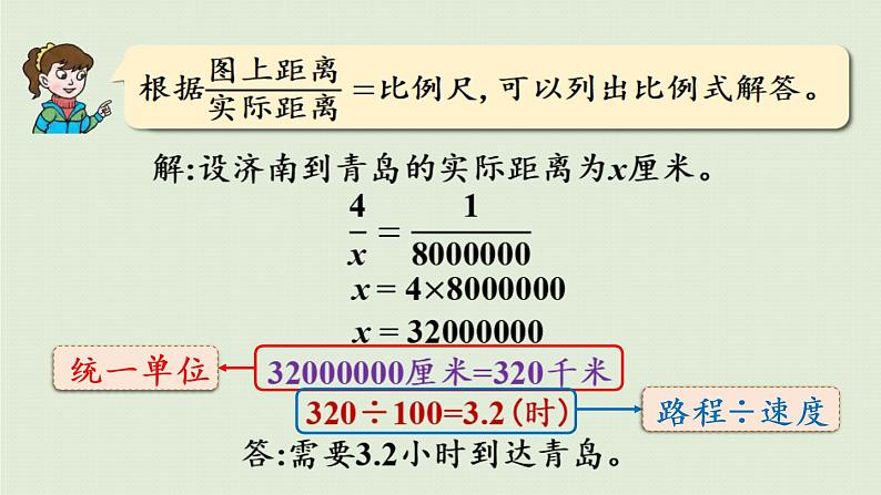 数学青岛六（下）课件 第四单元 快乐足球—比例尺 第2课时 根据比例尺和图上距离求实际距离06