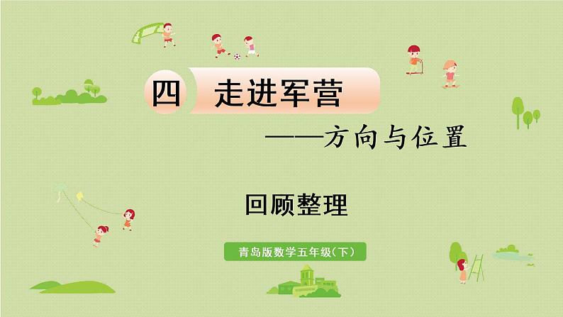 数学青岛五（下）课件 四 走进军营—方向与位置 回顾整理01