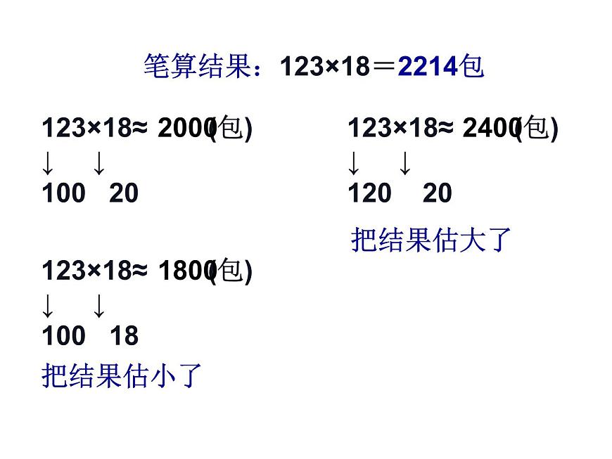 人教版四年级上册三位数乘两位数的估算课件第6页