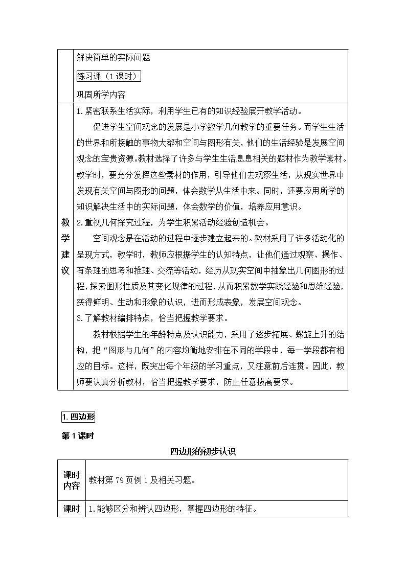 第1课时 四边形的初步认识（Word版教案）第2页