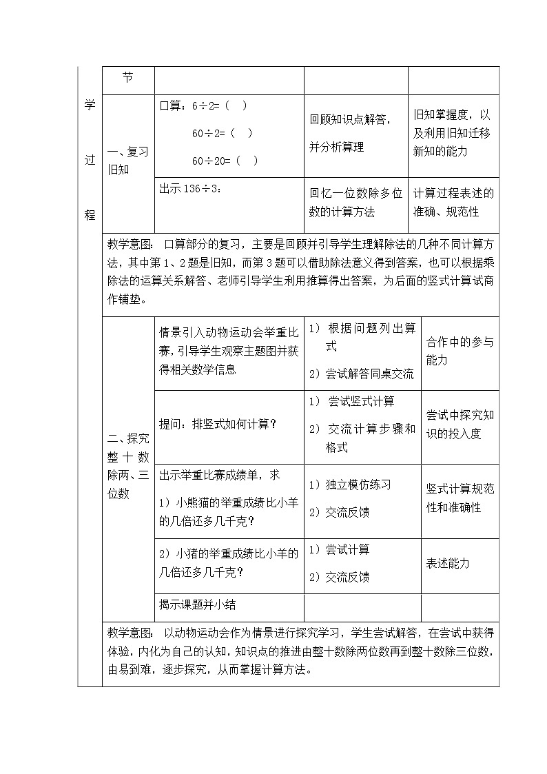 三年级下册数学教案 2.5 整十数除两、三位数  沪教版02