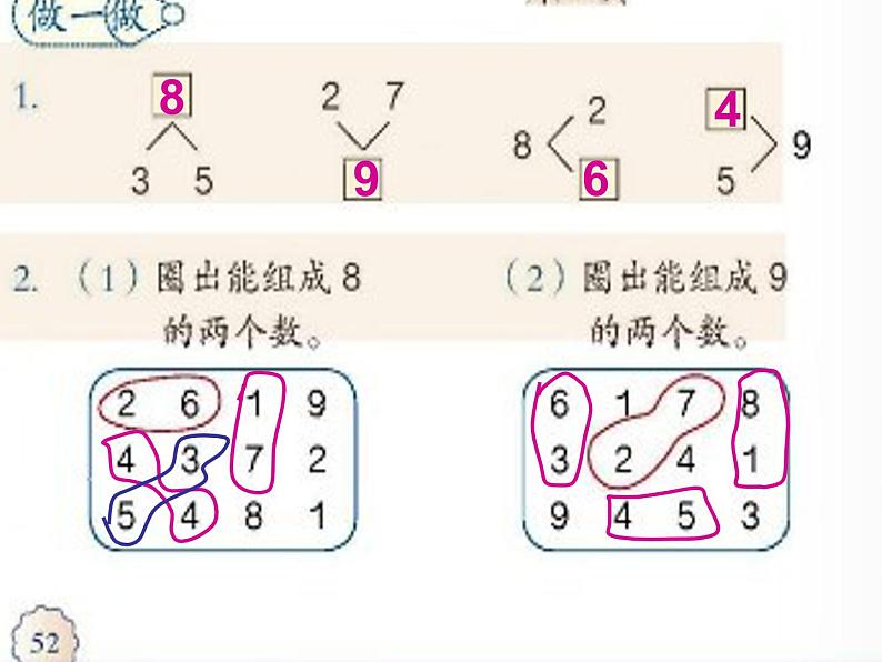 人教版一年级上册 8和9的组成及加减法 课件第3页