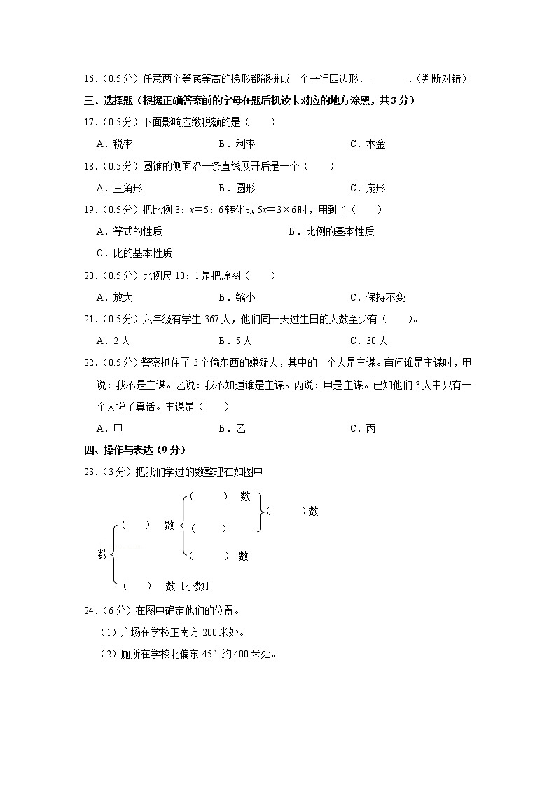 小升初仿真卷（4）（试题）六年级下册数学 人教版第2页