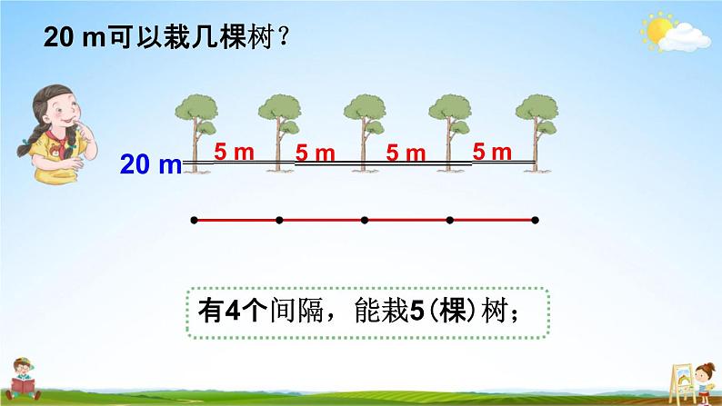 人教版五年级数学上册《7-1 植树问题（1）》课堂教学课件PPT小学公开课第8页