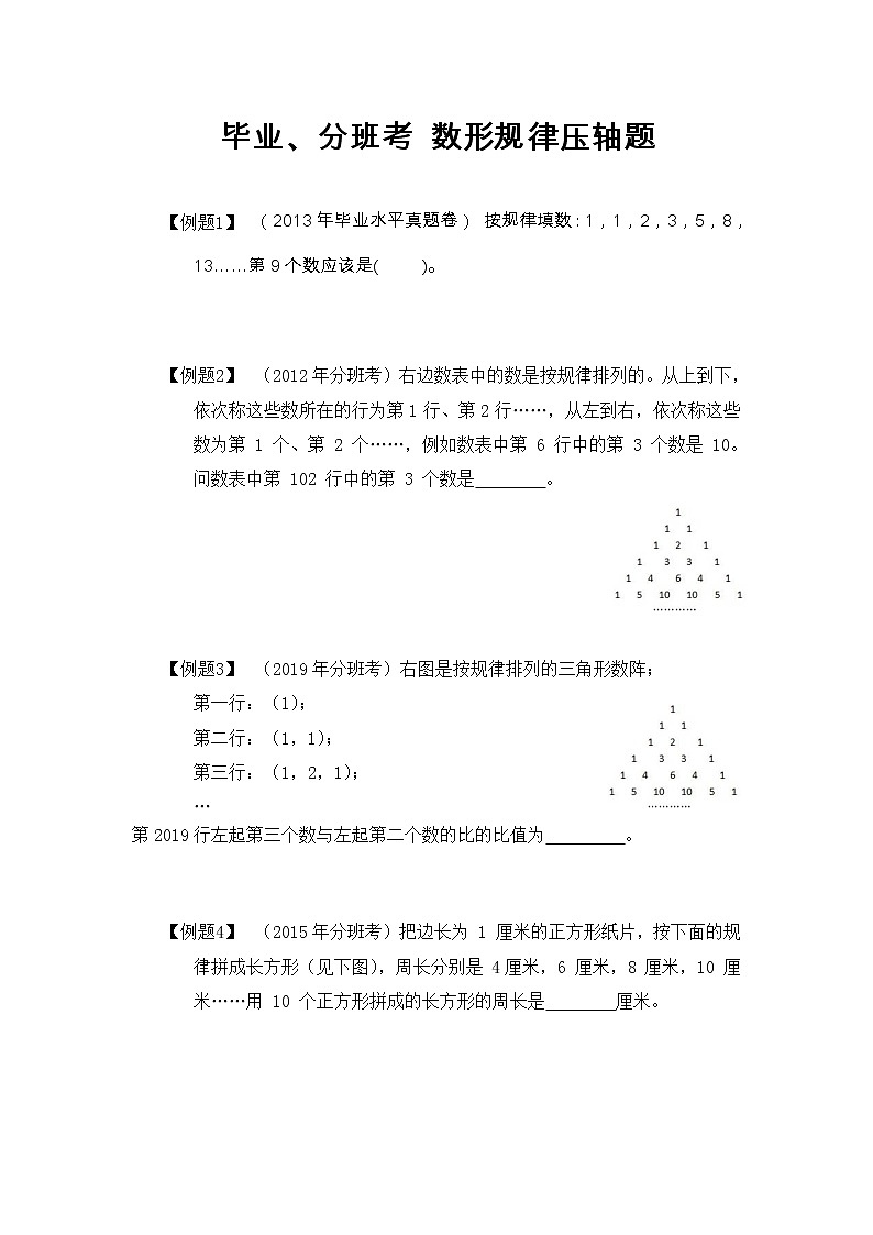 人教版数学小升初《数形规律问题》练习题（无答案）第2页