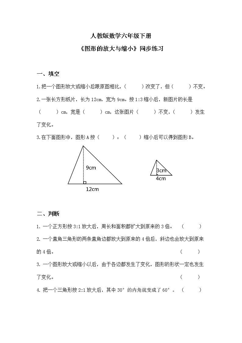 人教版小学数学六下4.7《图形的放大与缩小》PPT课件（送教案+练习）01