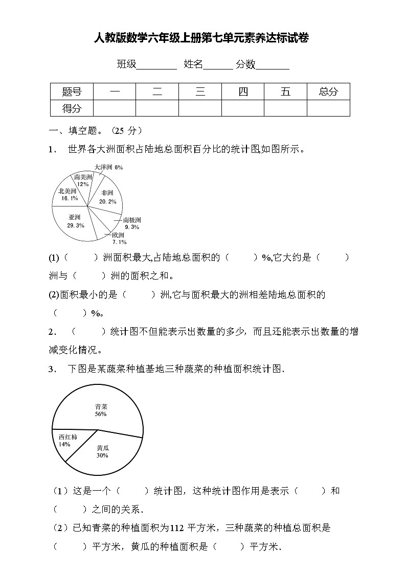 人教2022版数学六年级上册第七单元达标测试C卷（含答案）01