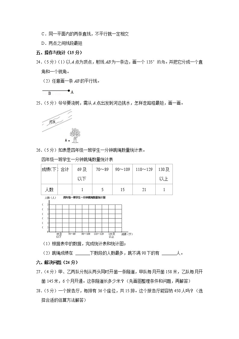 2019-2020学年山东省德州市经开区四年级（上）期末数学试卷第3页
