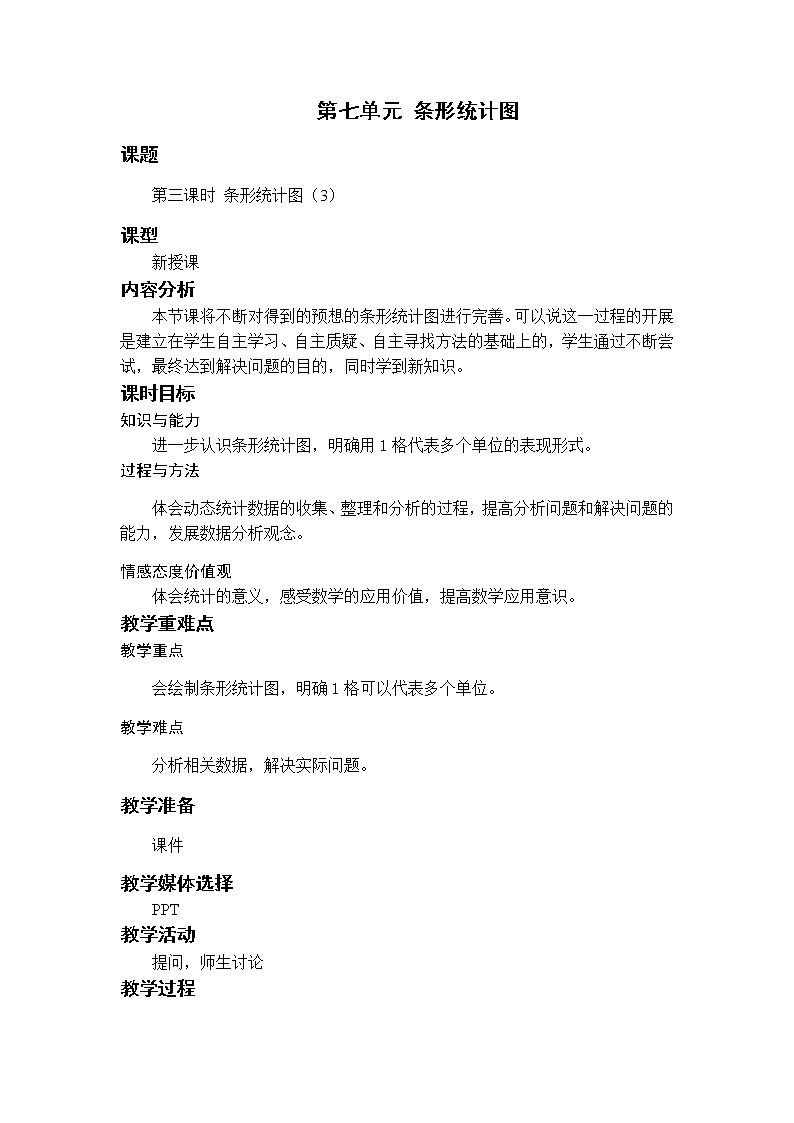 数学RJ版 4年级上册 第7单元 7.3条形统计图（3） PPT课件+教案01