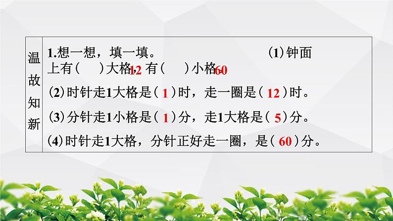 人教版数学三年级上册作业课件：第一单元 时、分、秒 第1节 秒的认识第2页