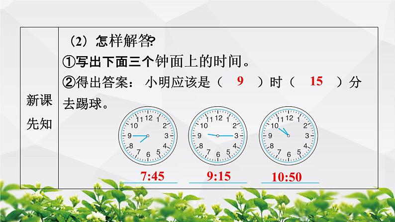 人教版数学二年级上册作业课件：认识时间07