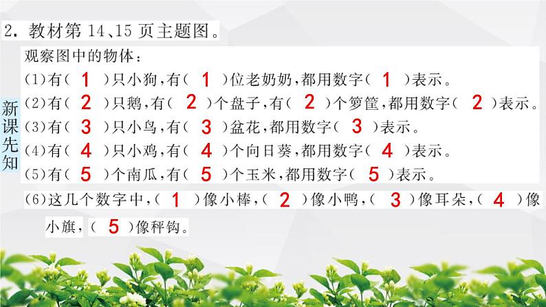 人教版数学一年级上册作业课件：第三单元 5以内数的认识和加减法 第1节 1~5的认识第3页