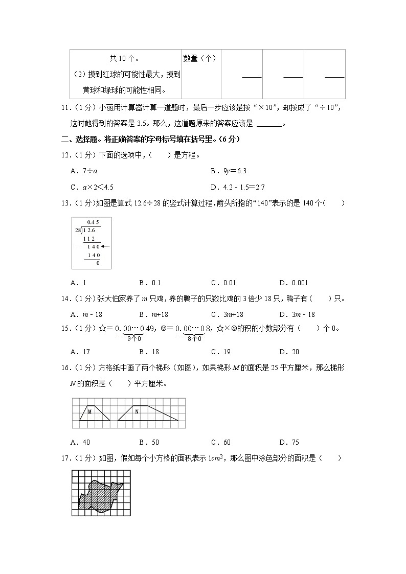 2021-2022学年广西南宁市五年级（上）期末数学试卷02